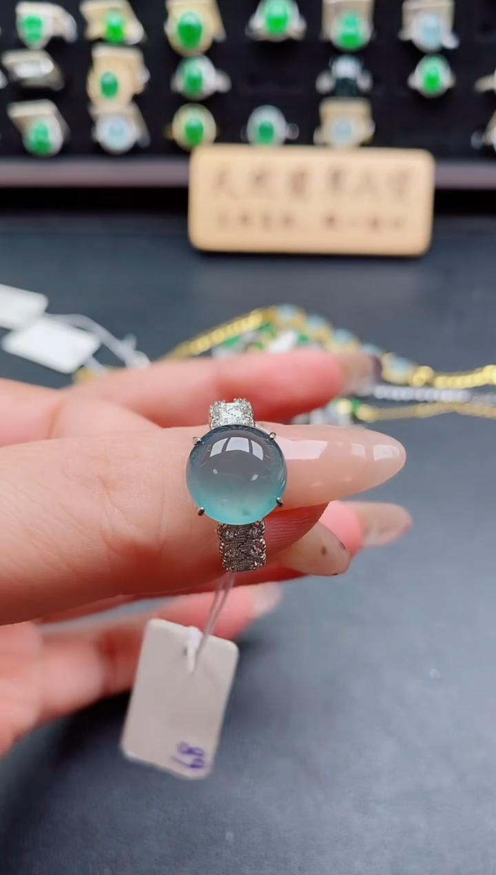 银S925镶嵌戒指翡翠1