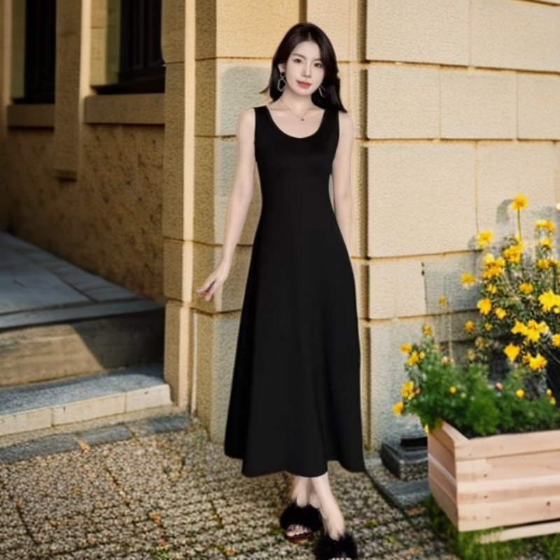 【正品】百搭时尚新款垂感长款女士高级感显瘦连衣背心裙-888-999款