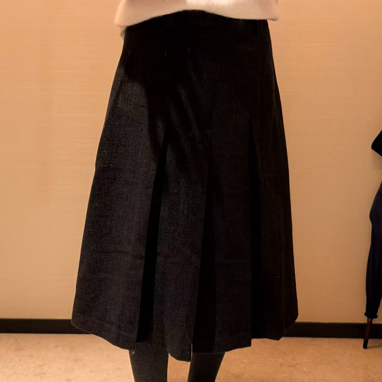 JIREH以乐 羊毛高密 双面压褶百褶中长半裙