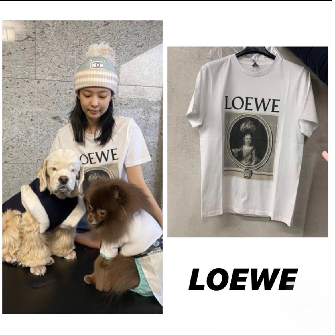 95新 LOEWE/罗意威 白色胸口人像印花短袖/s码/编号0704