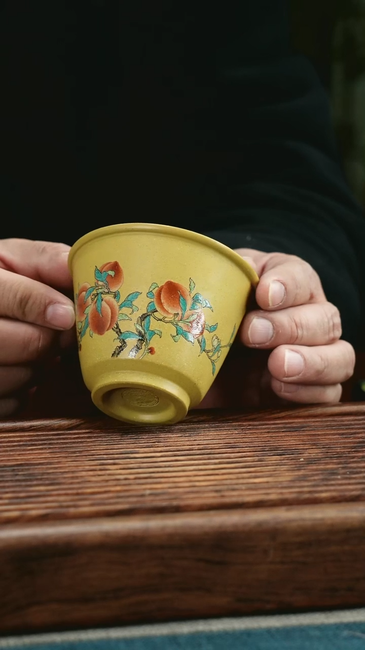 【闪购商品】紫砂茶杯斗笠寿桃