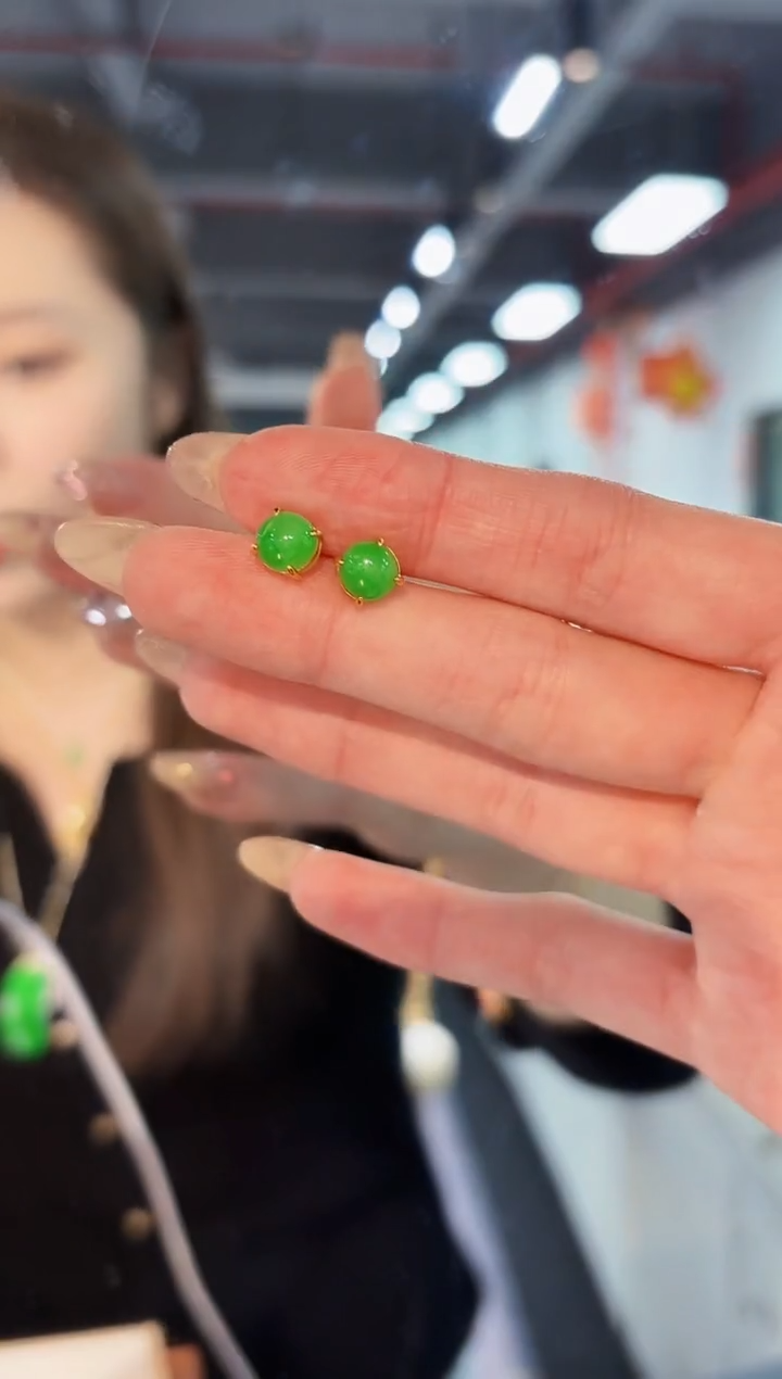 【闪购商品】翡翠耳饰未镶嵌缅料A货/支持复检/一对