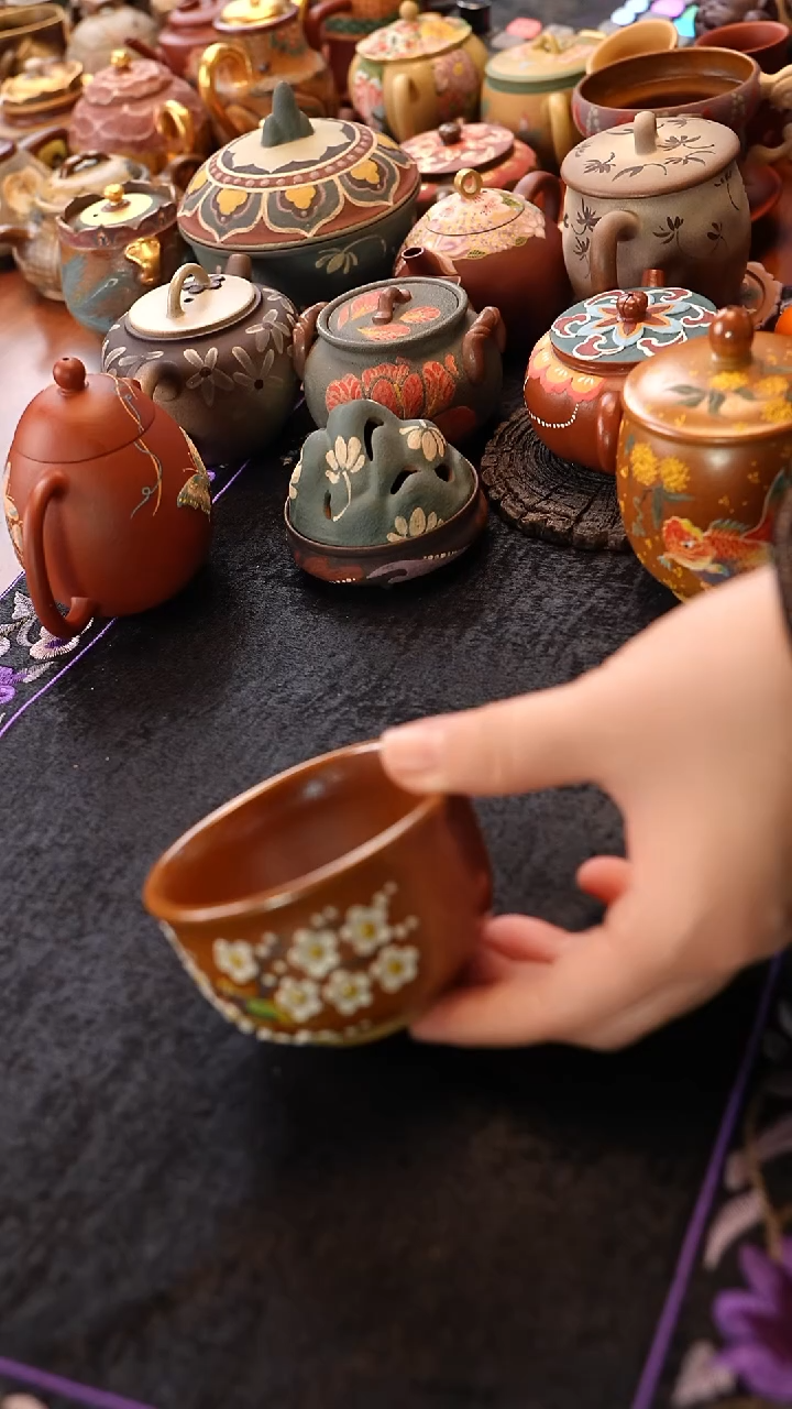 茶壶紫砂柴烧梅花杯