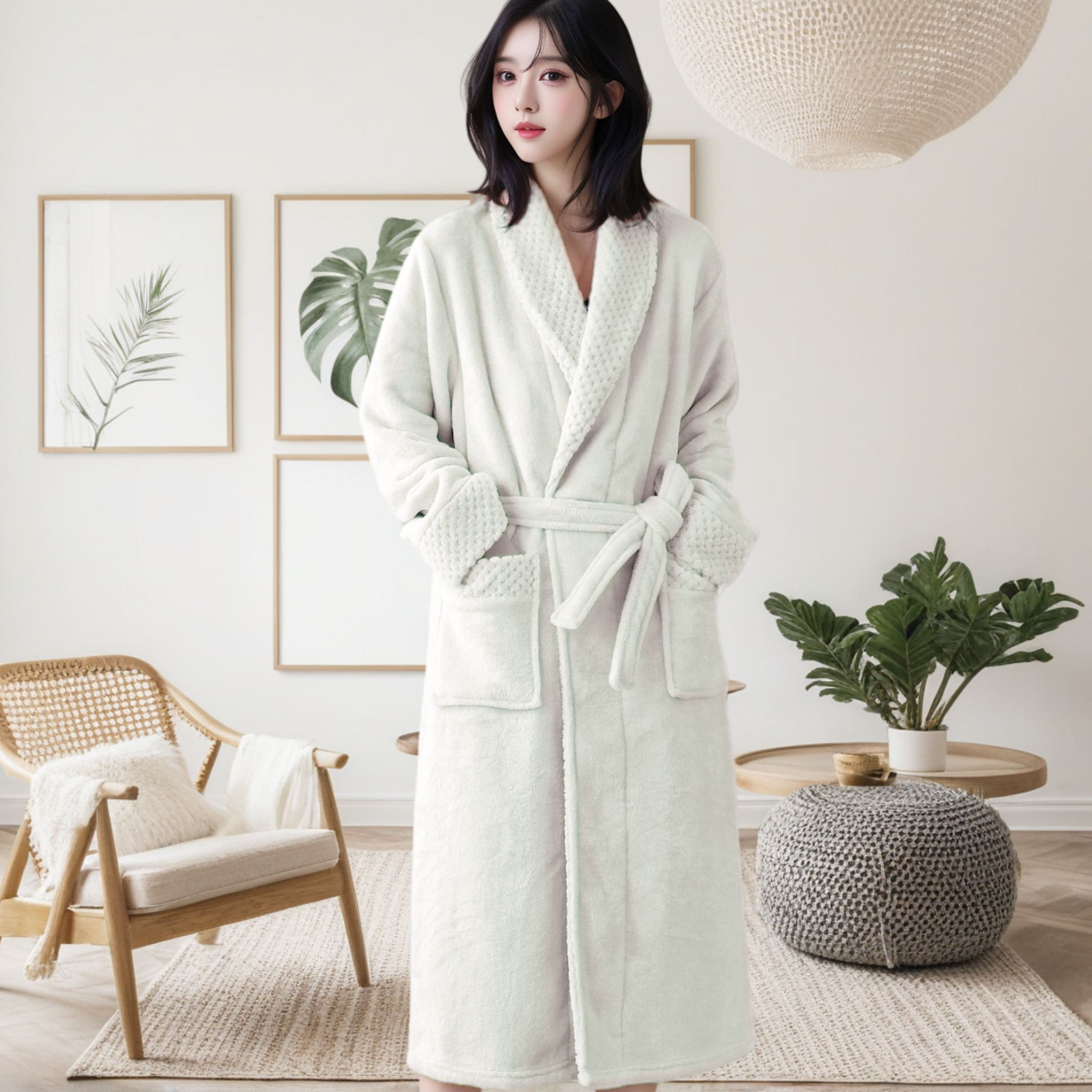 春秋冬新款睡袍浴袍情侣加长加厚酒店式高端女士大码睡衣四季通用