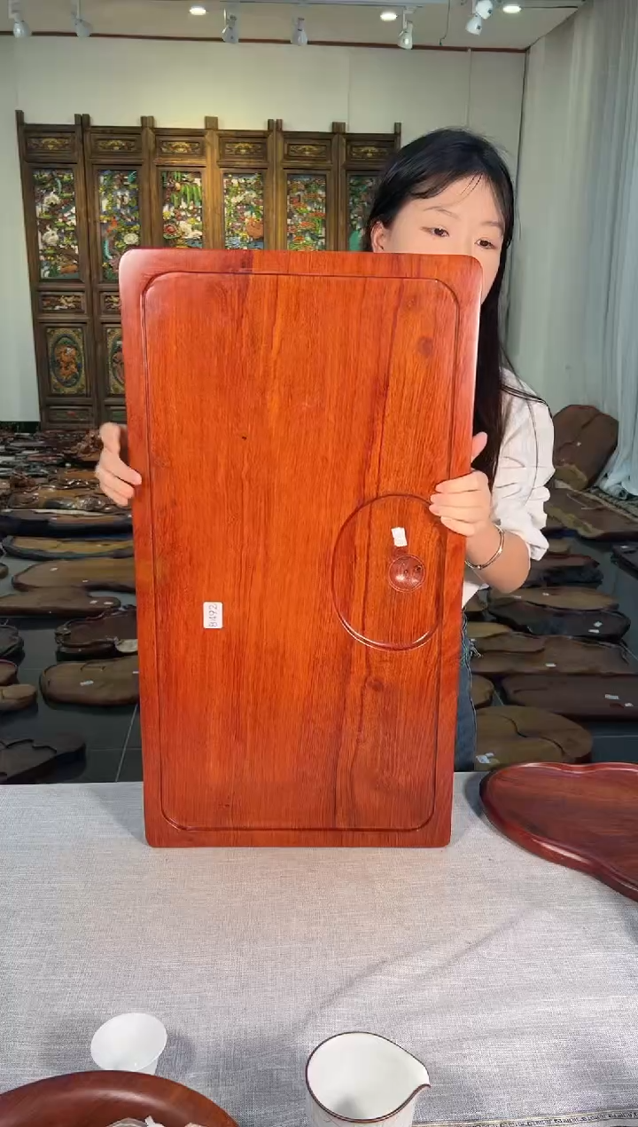 【闪购商品】大果紫檀（缅甸花梨）茶盘8492