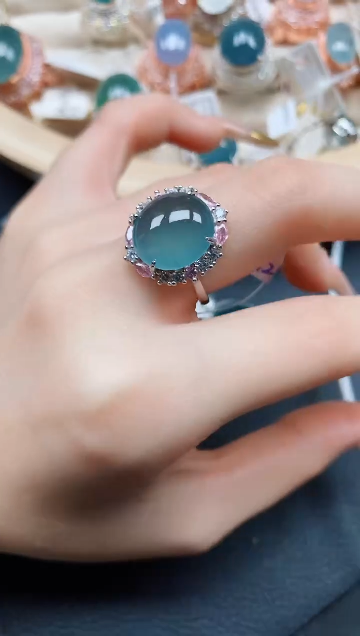 【闪购商品】翡翠戒指银S925镶嵌翡翠