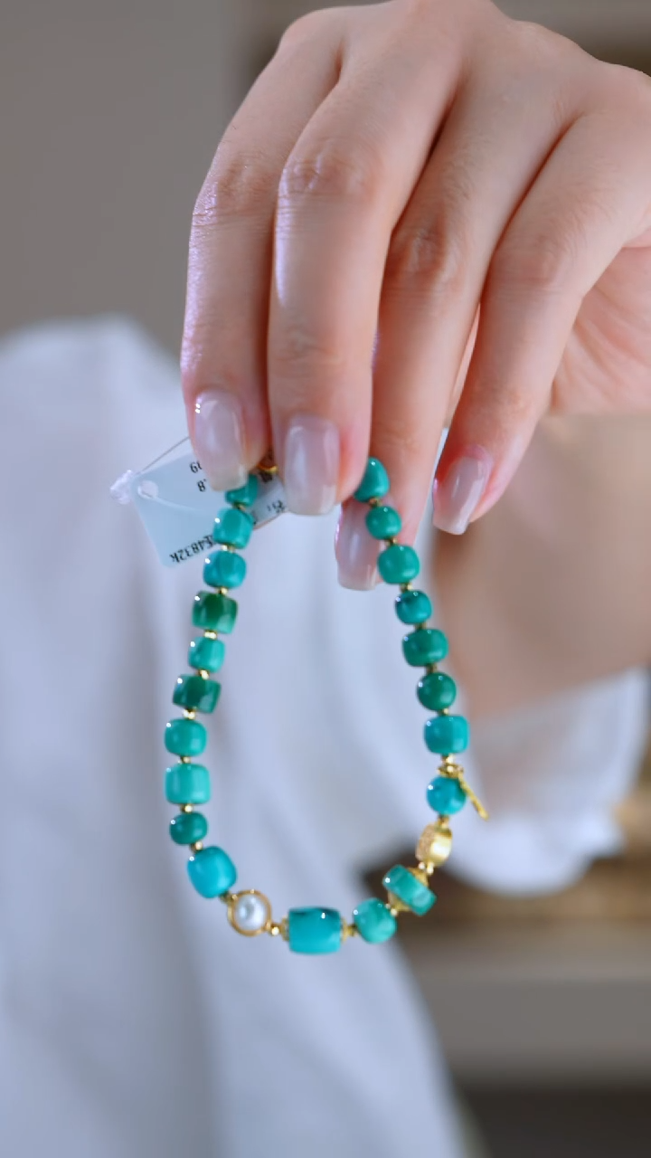 18K金镶嵌绿松石手链1