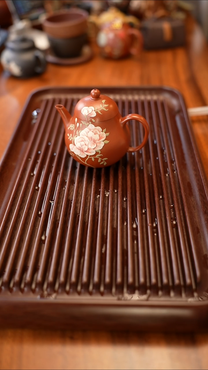 茶壶紫砂朱泥蔷薇花小梨