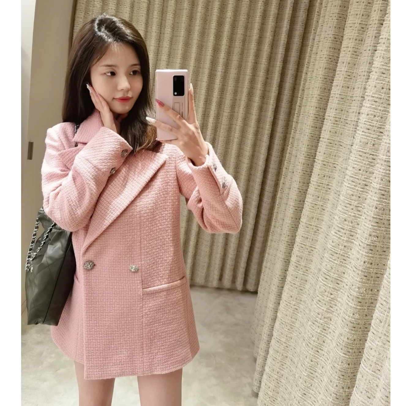 未使用 Chanel/香奈儿 排扣长袖 粉色/36