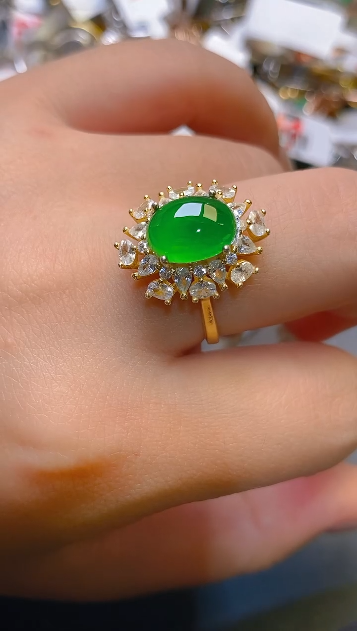 【闪购商品】翡翠耳饰银S925镶嵌天然A货翡翠1