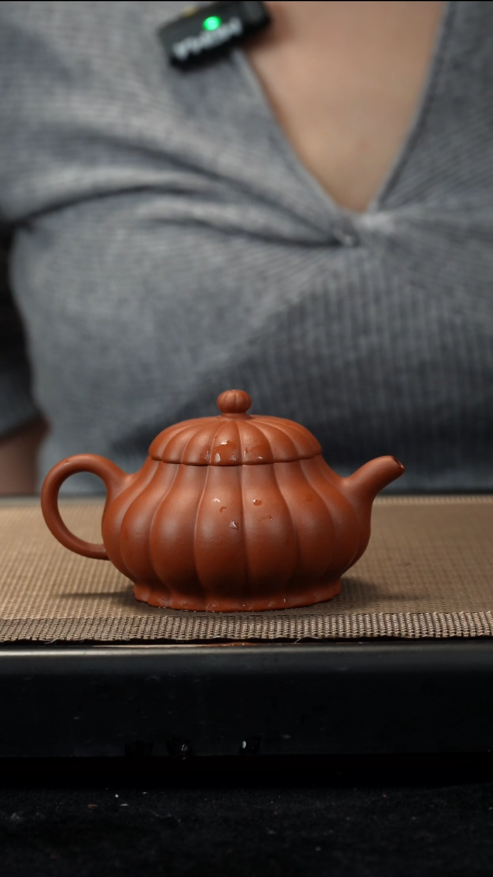 紫砂茶盏生砂朱泥筋纹鞠磊150CC微瑕