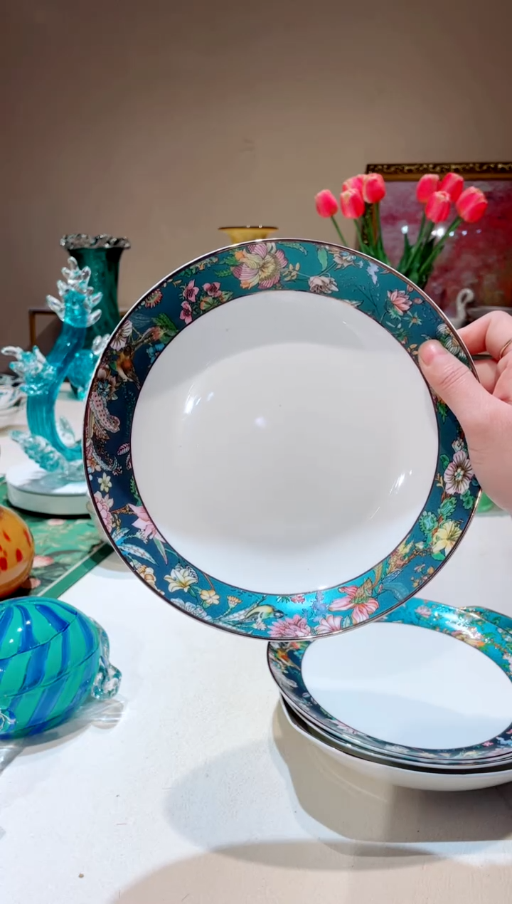 【闪购商品】琉璃手工艺品   绿野盘子平盘4只