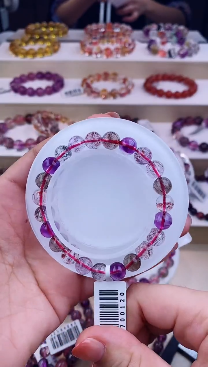 未镶嵌手链水晶黑加仑超七单圈8m+