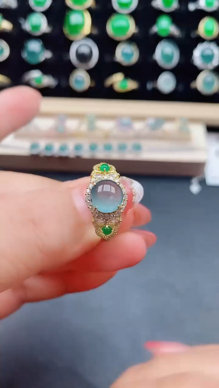 【闪购商品】翡翠戒指银S925镶嵌058050