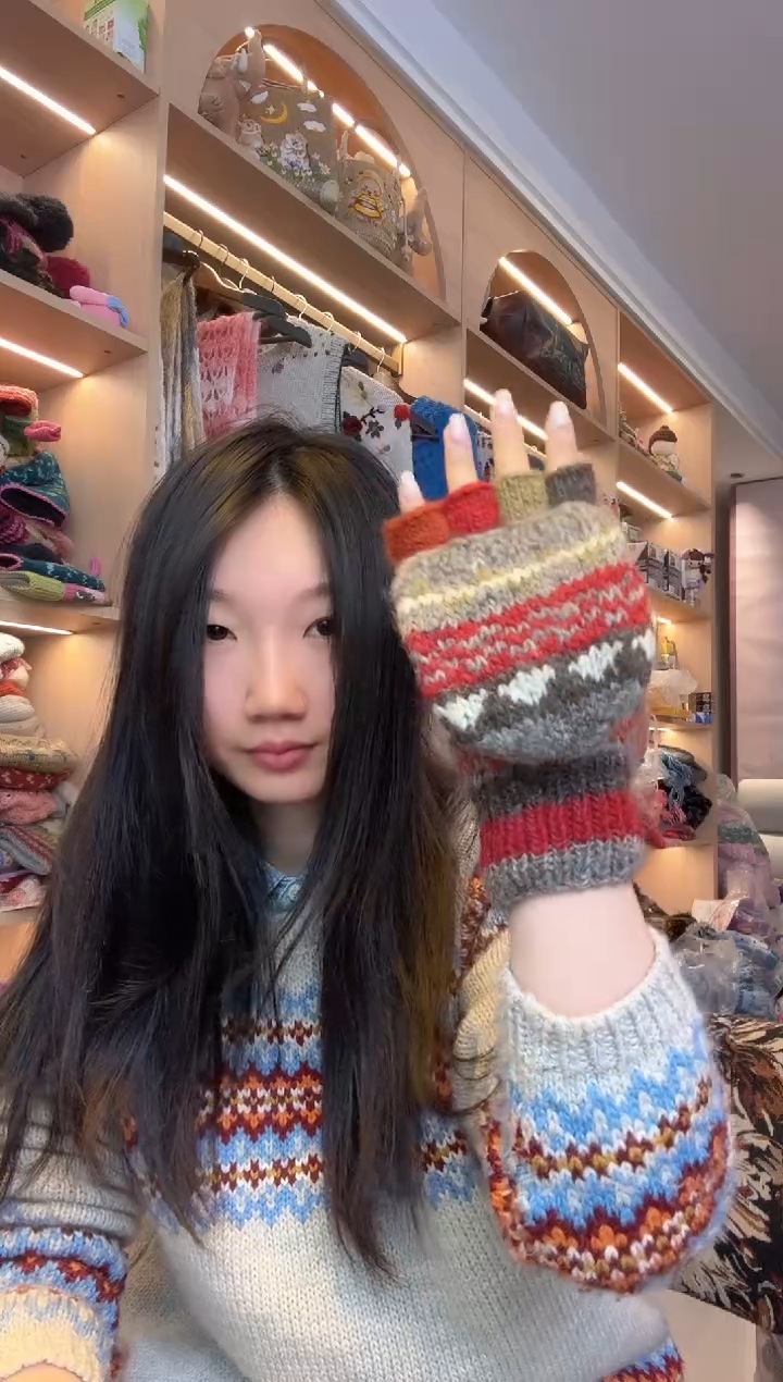 羊毛明星同款手套 