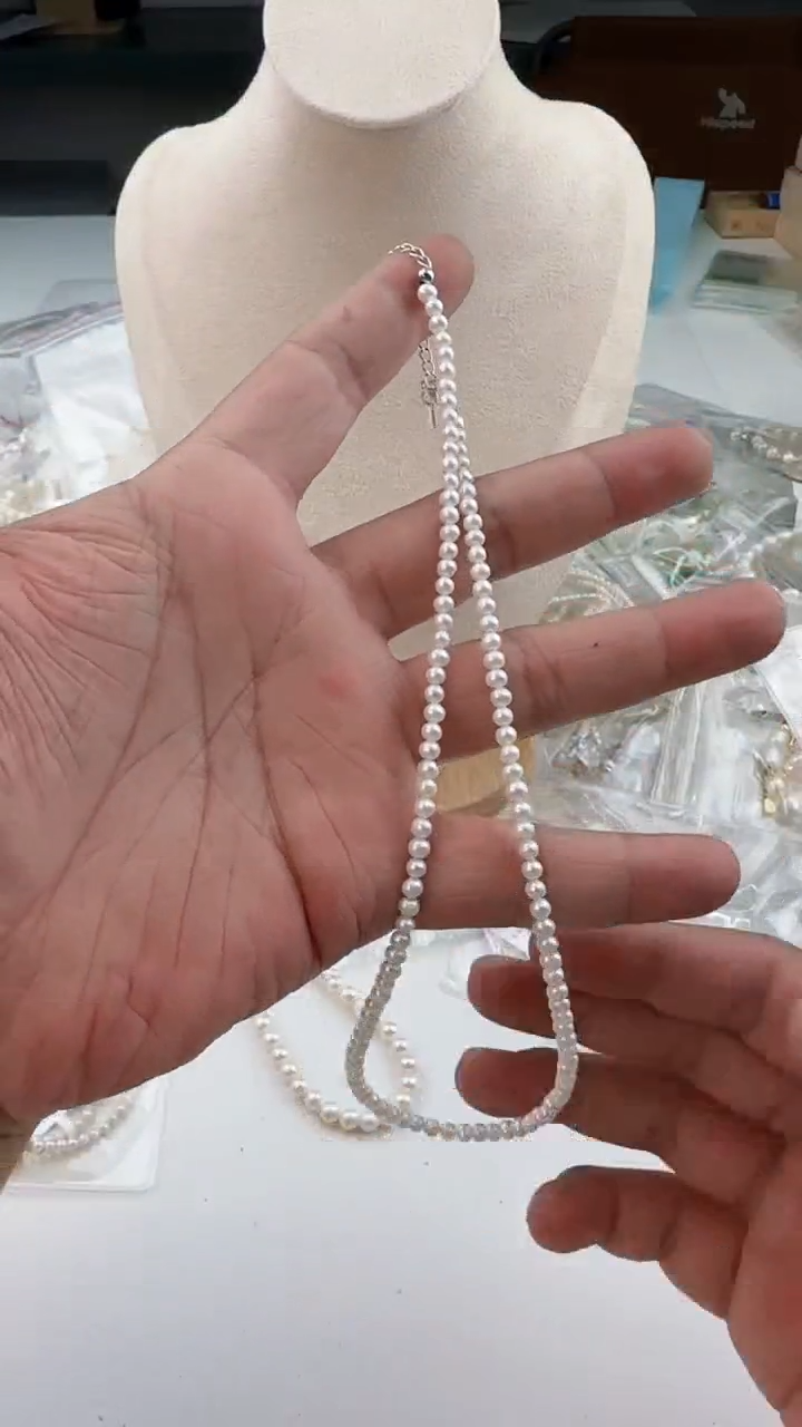 【闪购商品】淡水珍珠111银S925镶嵌珍珠项链