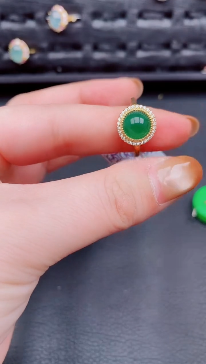 【闪购商品】翡翠戒指银S925镶嵌天然a货翡翠281