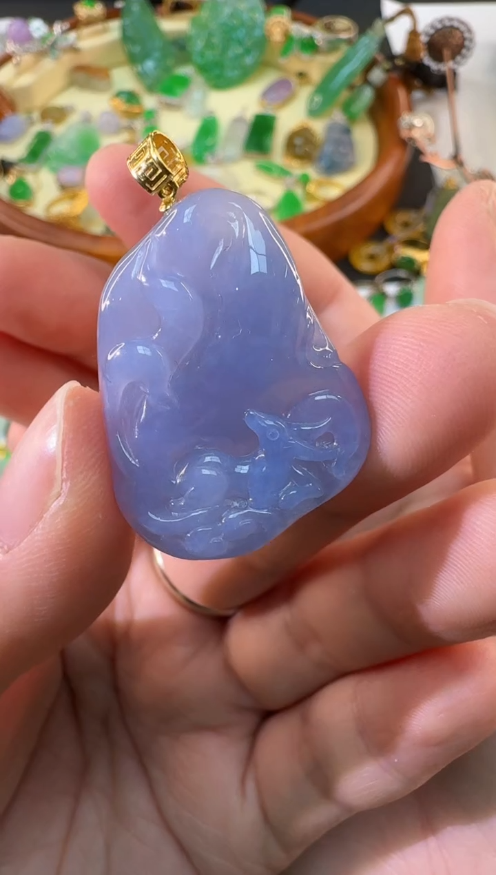 【闪购商品】翡翠颈饰18K金镶嵌缅甸翡翠A货吊坠