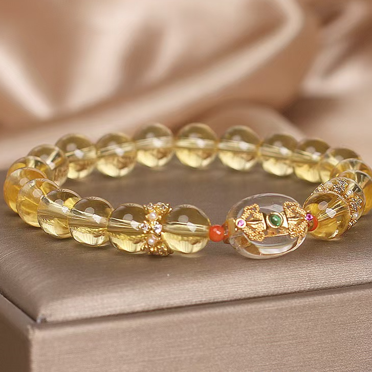 非金属仿水晶手链 日照紫金黄水晶手链财源好运黄水晶手链