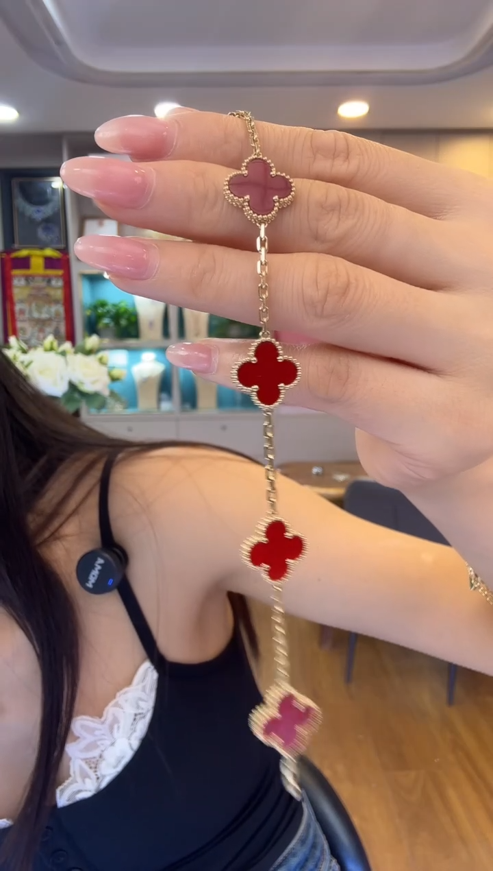 玛瑙/玉髓手链18K金镶嵌手链