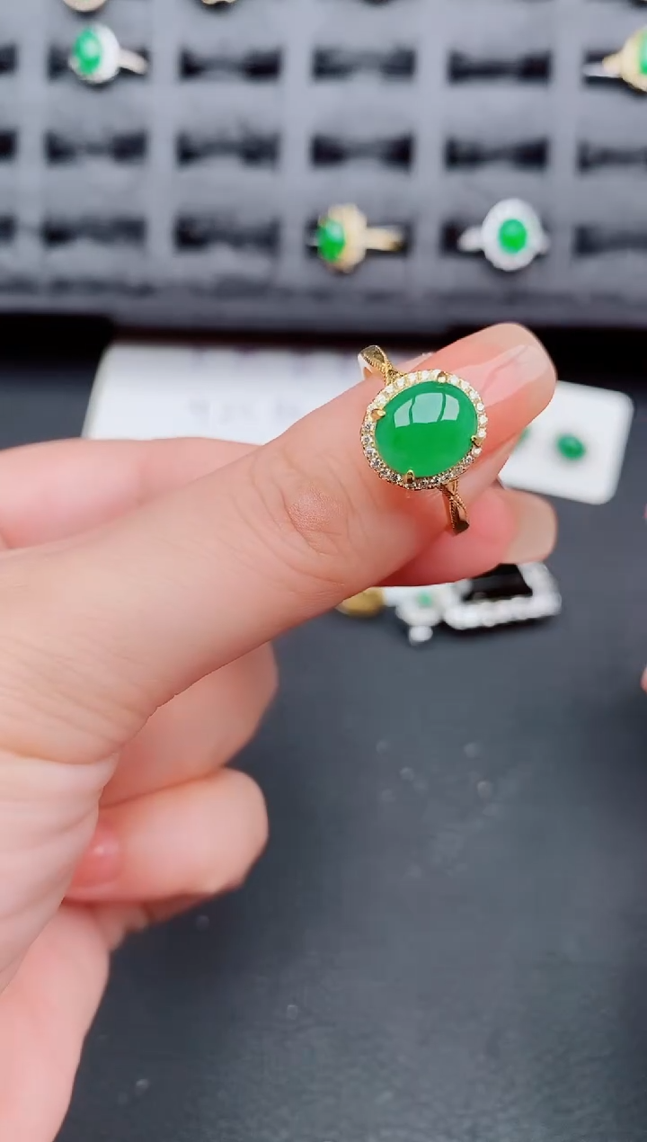 翡翠戒指银S925镶嵌天然a货翡翠295