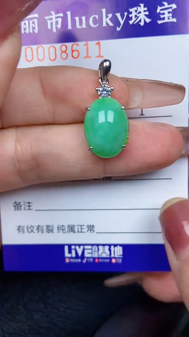 颈饰银S925镶嵌翡翠8611