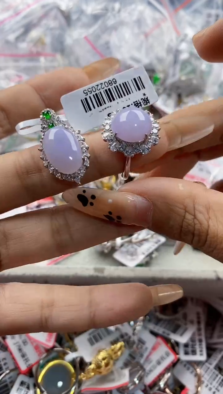 翡翠戒指银S925镶嵌222      5