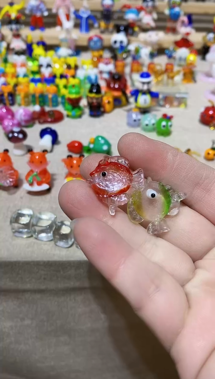 【闪购商品】琉璃手工艺品红绿鱼一对