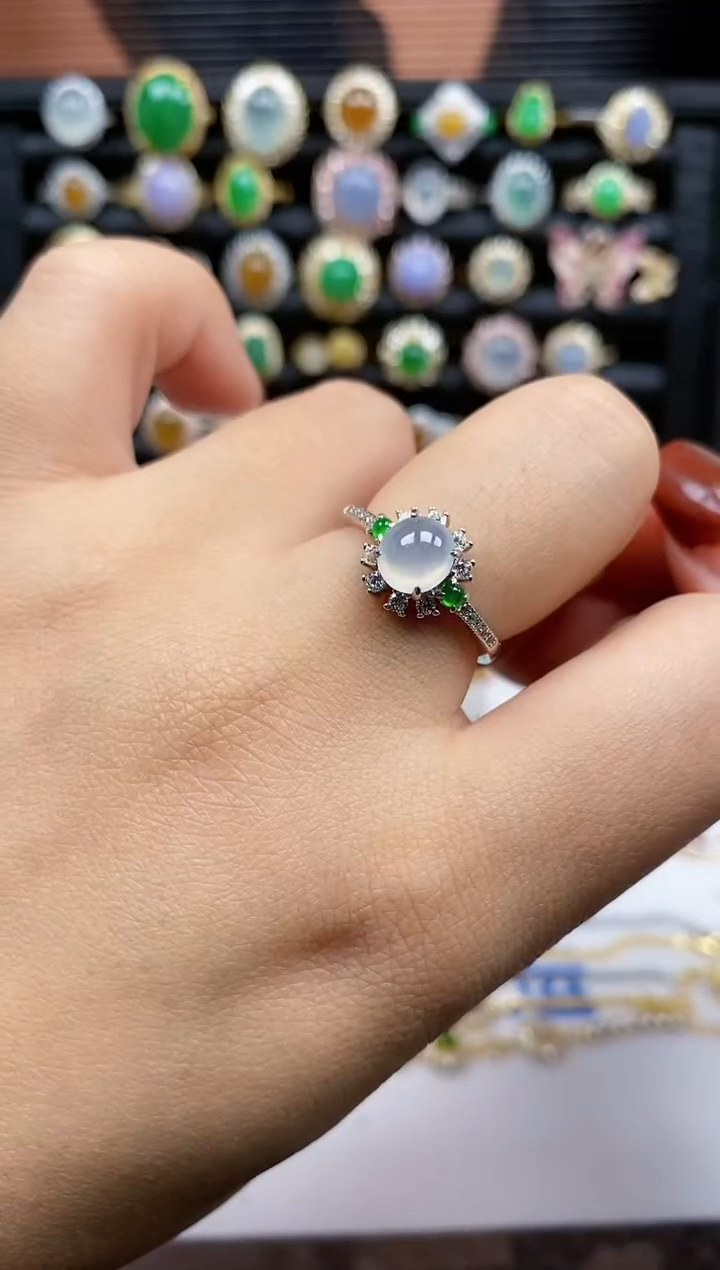 银S925镶嵌戒指翡翠307