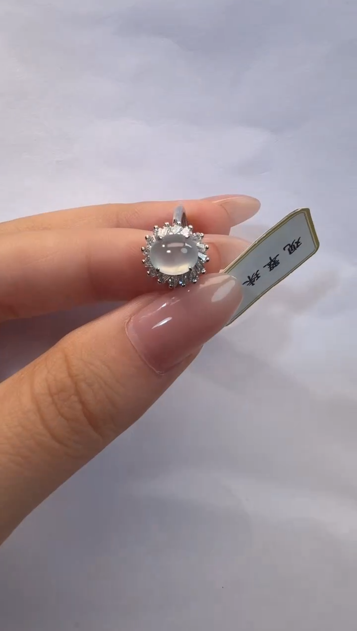 银S925镶嵌戒指翡翠925银镶翡翠戒指镶嵌70