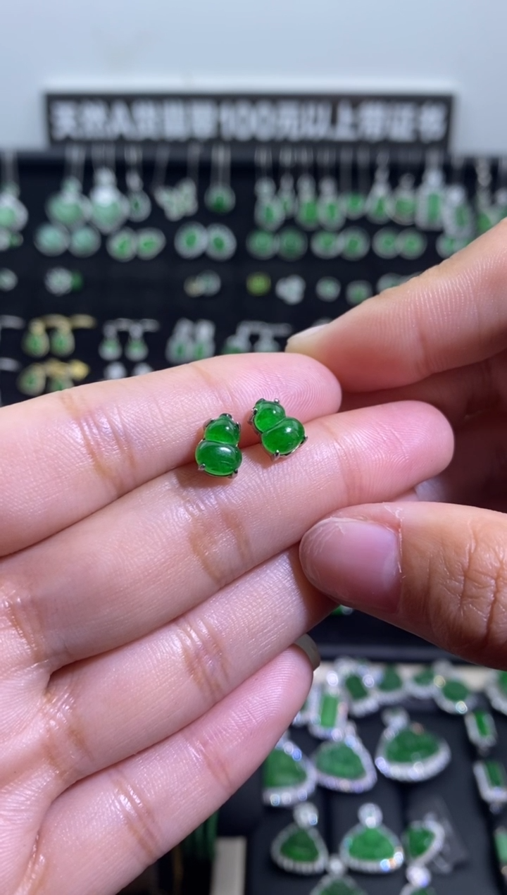 【闪购商品】翡翠耳饰银S925镶嵌多样性