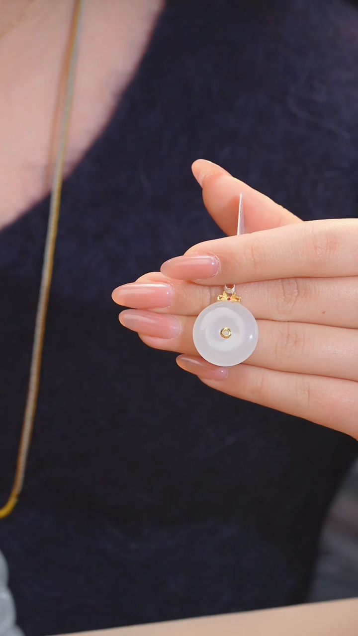 【闪购商品】和田玉吊坠不含链18K金镶嵌（二）@@E5085