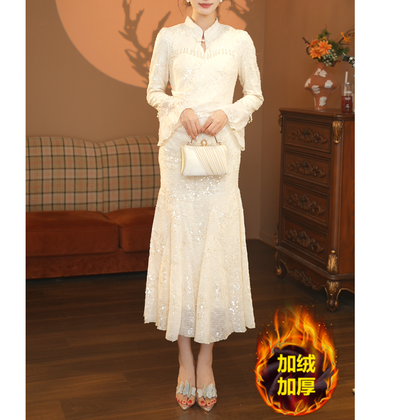 3店-777【温迪定制】星语星愿加绒加厚秋冬长袖连衣裙YQ425