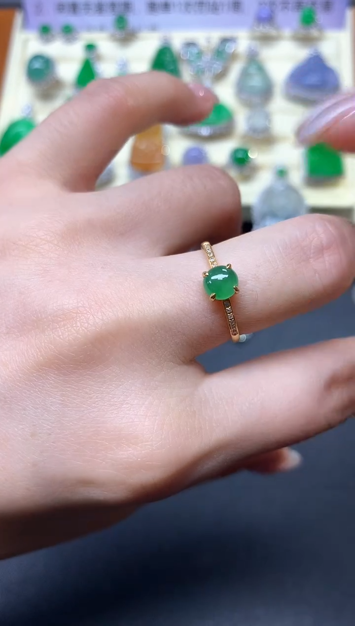 【闪购商品】翡翠戒指18K金镶嵌戒指|1800+180