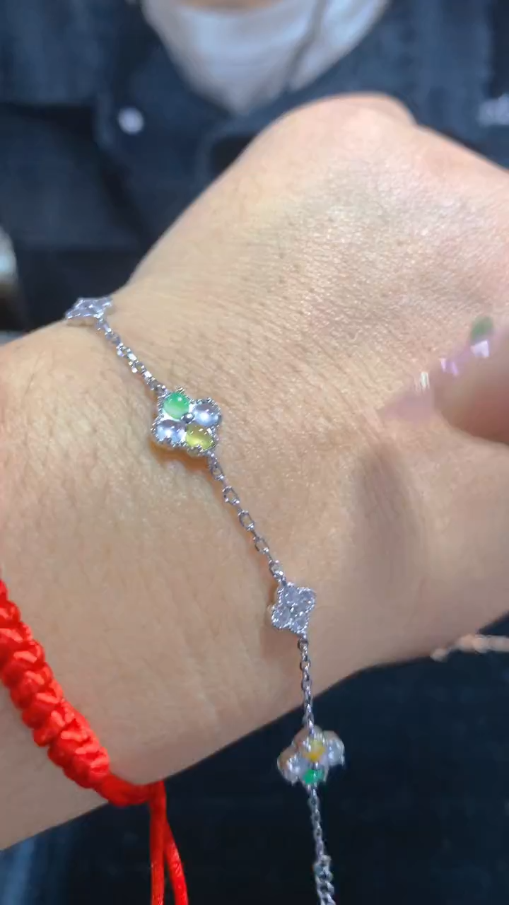 【闪购商品】翡翠手链银S925镶嵌0145930453多样性发其一