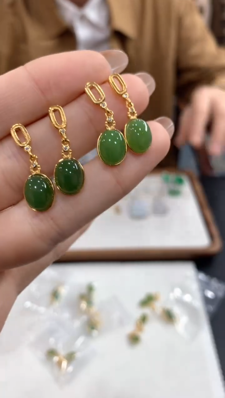 【闪购商品】和田玉耳饰银S925镶嵌耳钉多样性发货1件