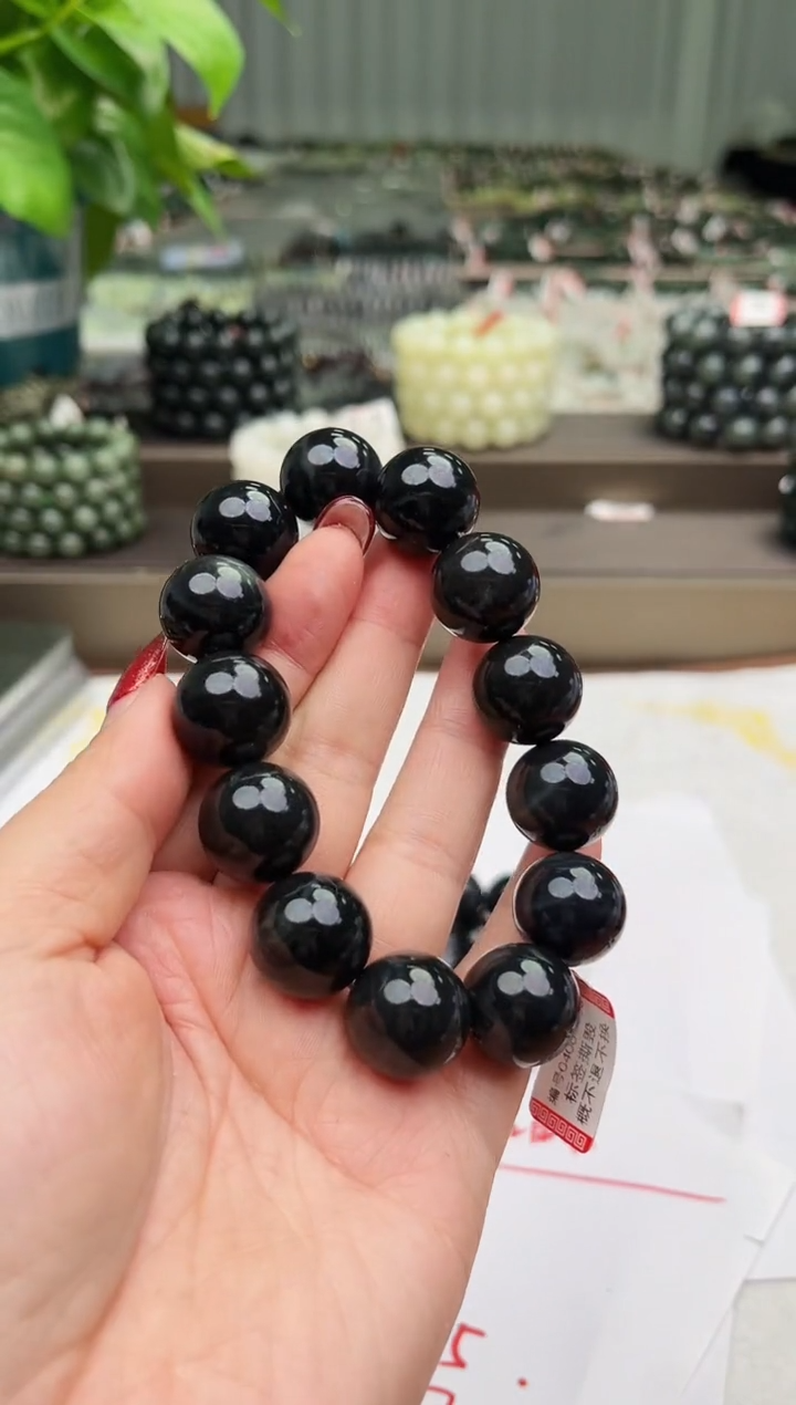 【闪购商品】和田玉手串未镶嵌纯天然和田玉新疆聚墨青花特细18货头