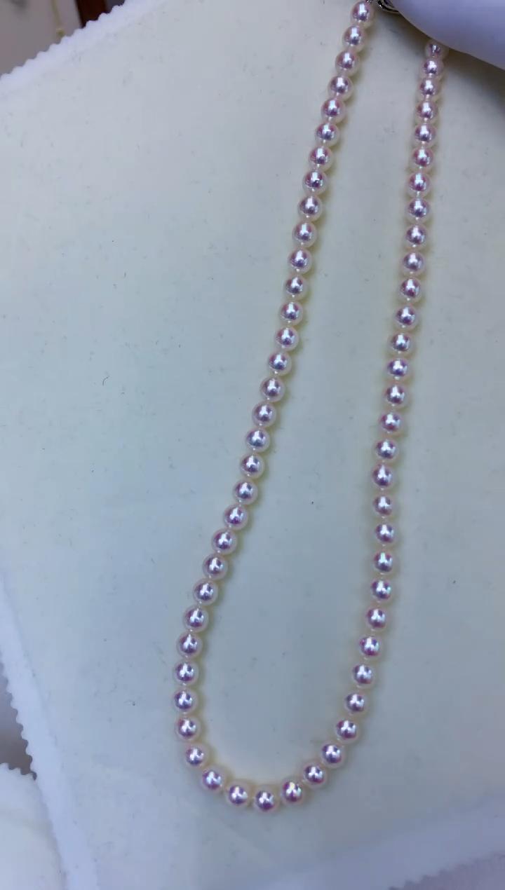 银S925镶嵌海水珍珠饰品5-5.5rose满珠链带大证