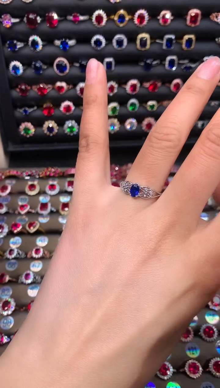 【闪购商品】蓝宝石戒指银S925镶嵌1