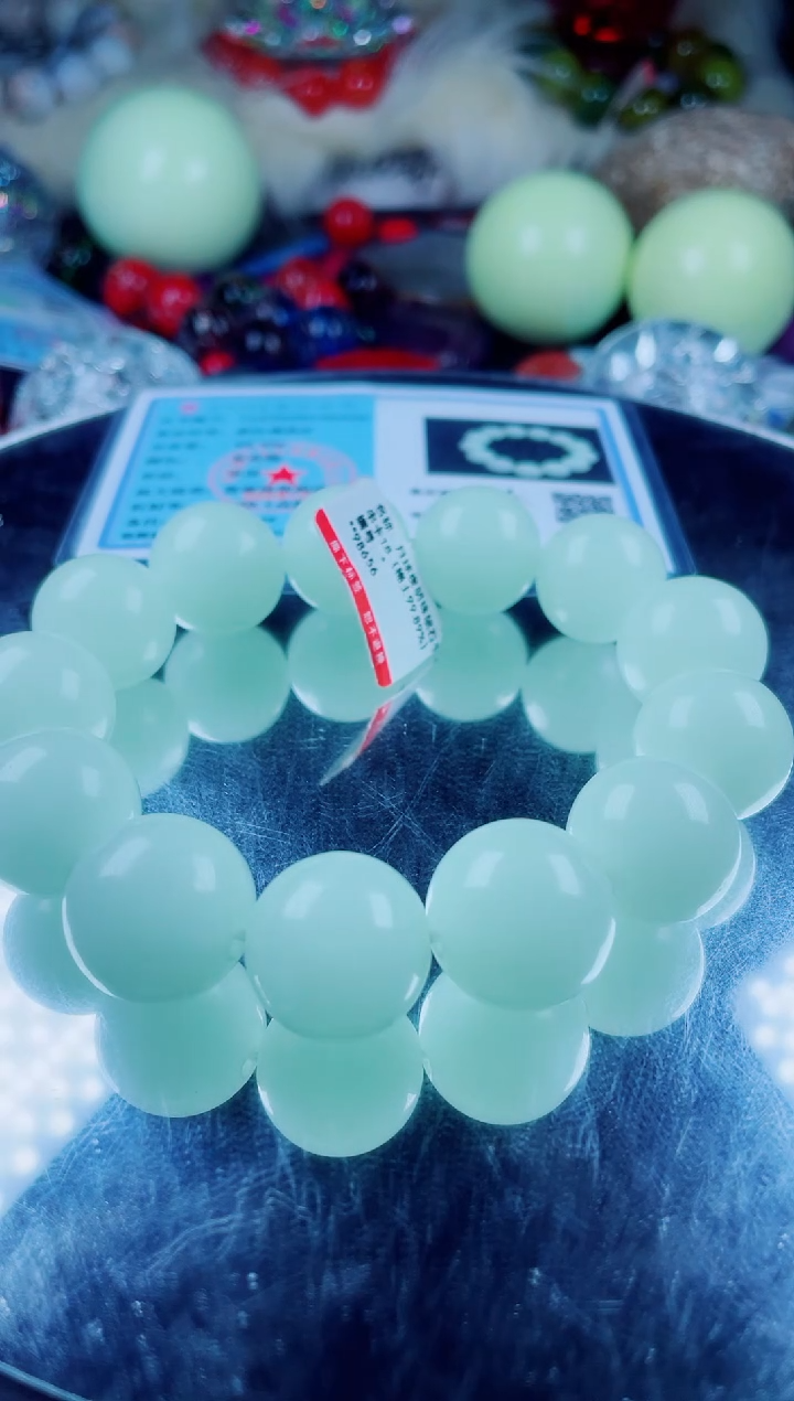 未镶嵌菱锰矿颈饰夜明珠手串卡18