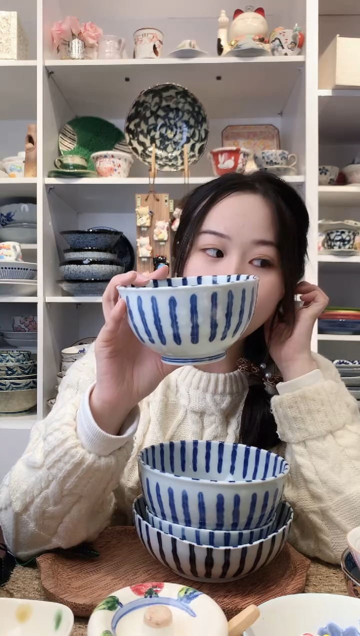 陶瓷浓十草13cm米饭碗