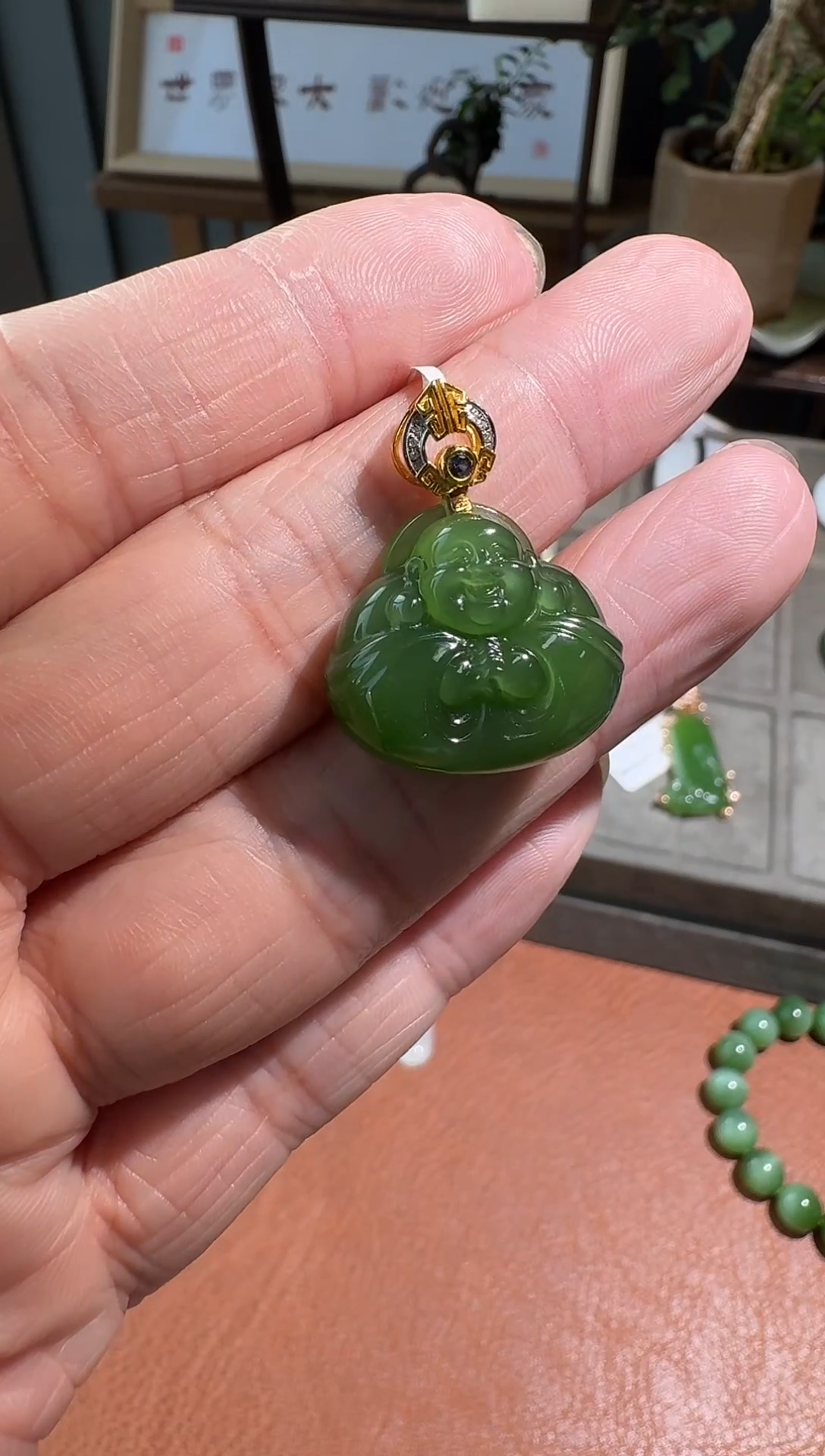 【闪购商品】和田玉吊坠(不含链)18K金镶嵌LX09*1009-A