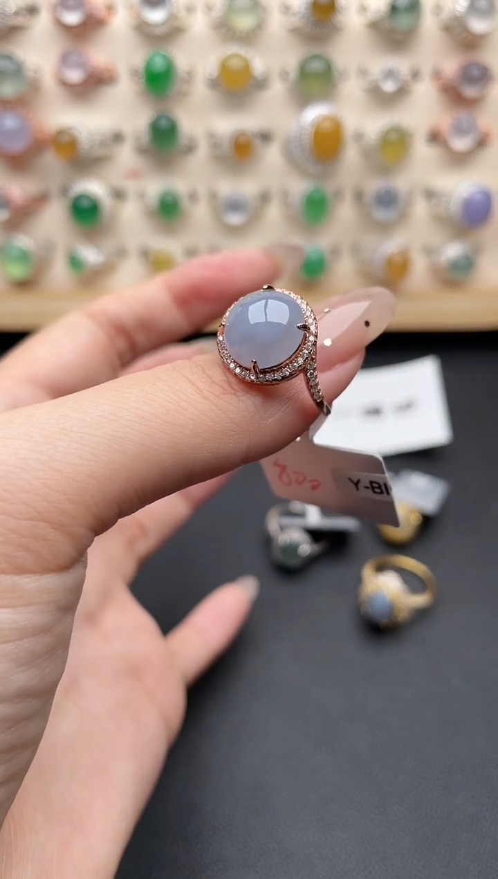 【闪购商品】翡翠戒指银S925镶嵌一物一证一礼盒