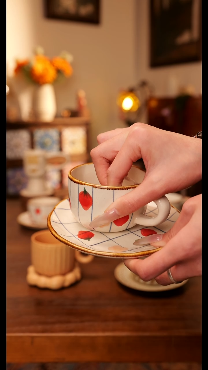 陶瓷便携款粗陶手作杯碟