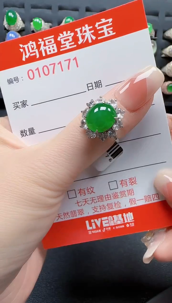 【闪购商品】翡翠戒指银S925镶嵌7171
