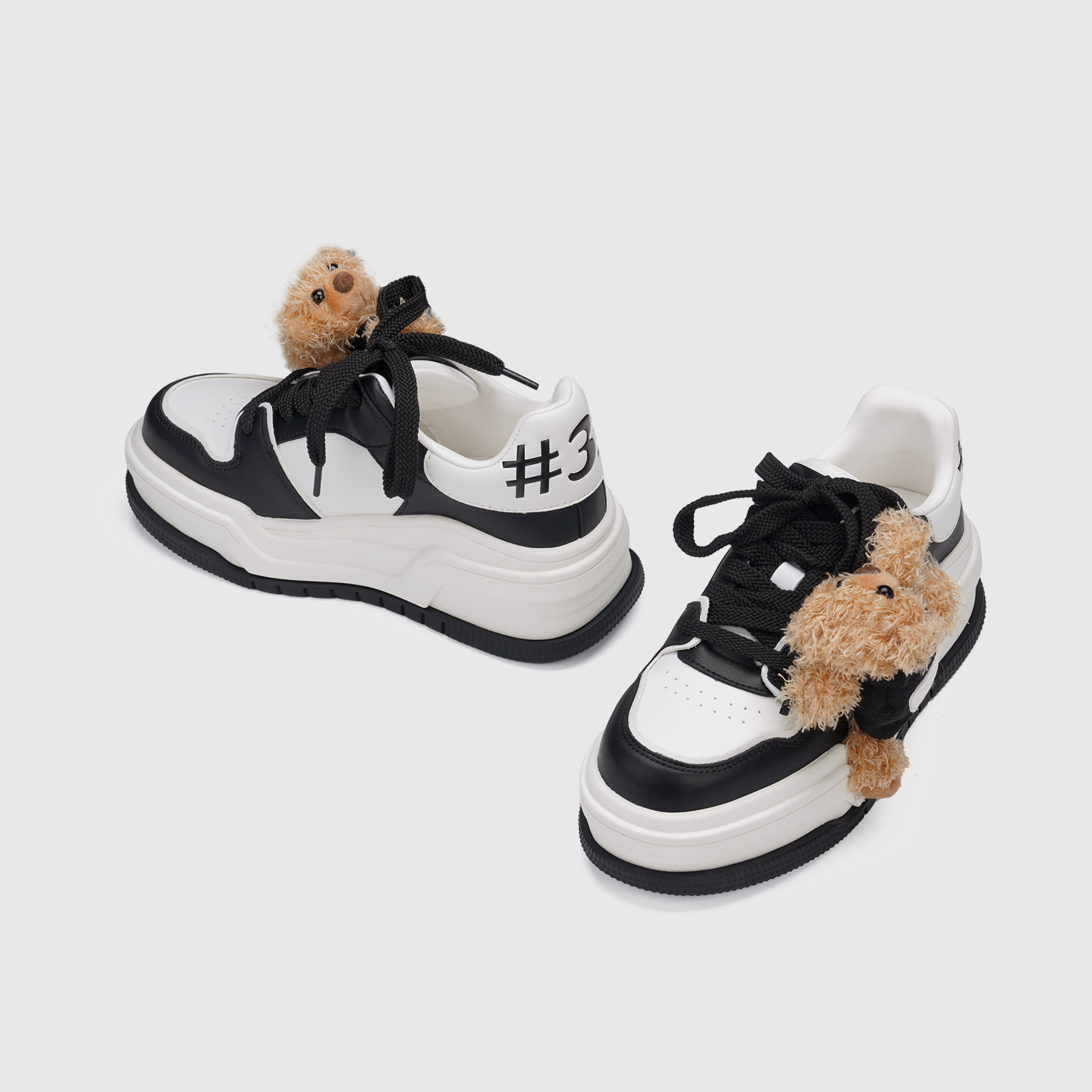 2025秋季新款可拆卸小熊牛仔布松糕厚底两穿增高休闲运动鞋