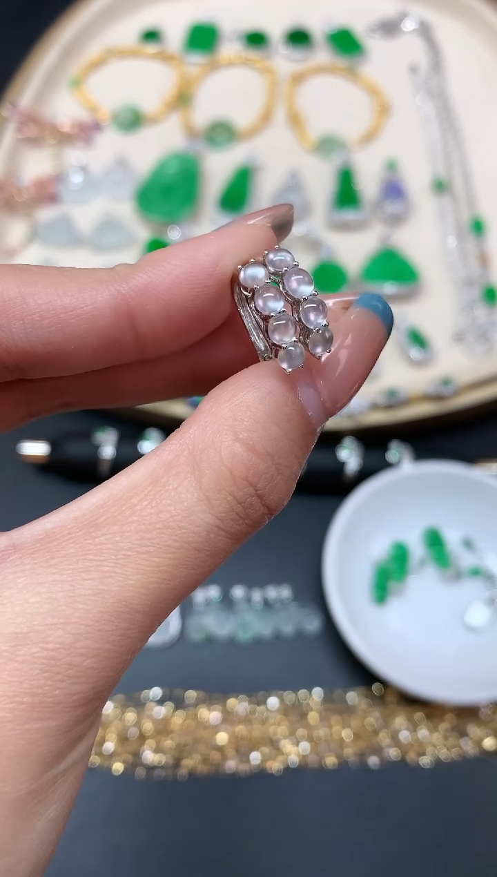 【闪购商品】翡翠耳饰18K金镶嵌耳饰A491|3980