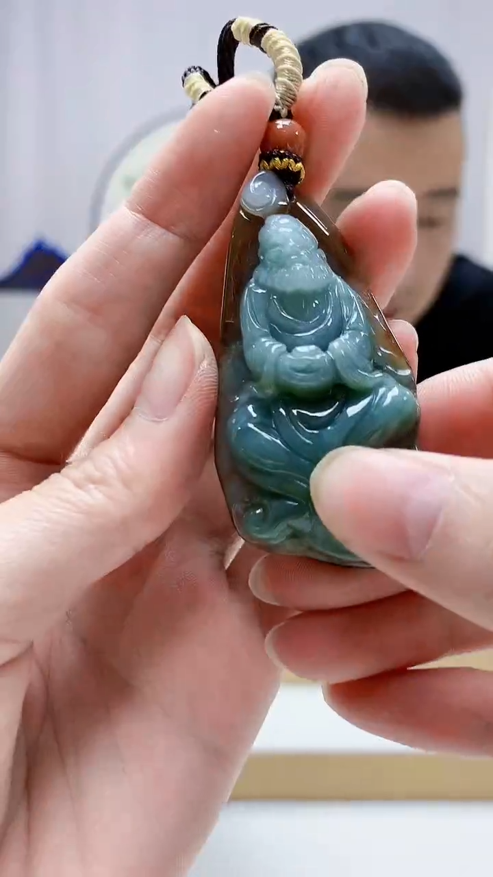 未镶嵌定制翡翠4898zm-毛货挂件达摩30