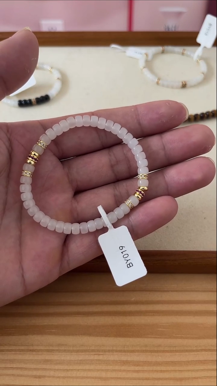 合金手串和田玉（青白玉）卡5.3mm和田玉手串