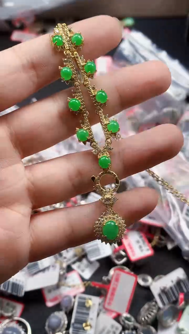 银S925镶嵌戒指翡翠天然A货缅甸翡翠
